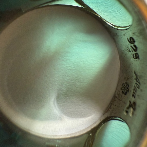 Silver and  Designer Italian blue glass Ring, size 5.5 - Picture 6 of 9